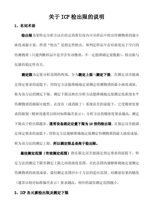 关于ICP检出限的说明