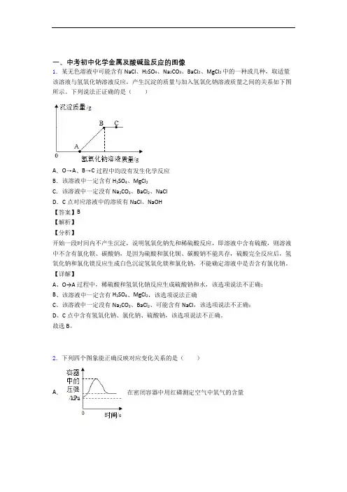 备战中考化学压轴题专题复习—金属及酸碱盐反应的图像的综合及答案解析