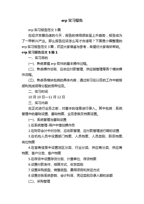 erp实习报告范文3篇