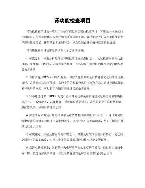 肾功能检查项目