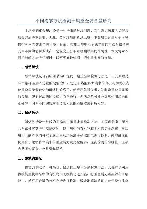 不同消解方法检测土壤重金属含量研究