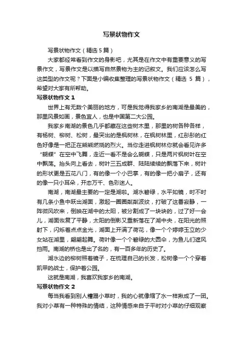 写景状物作文（精选5篇）