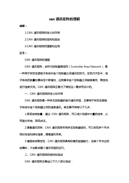 can通讯矩阵的理解