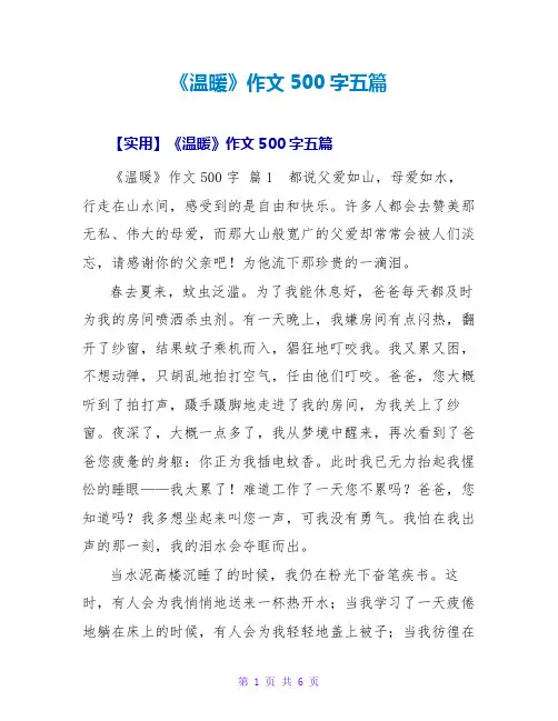 《温暖》作文500字五篇