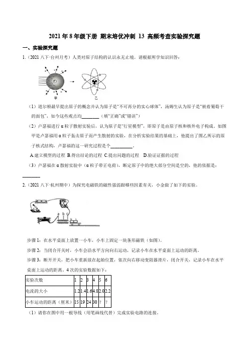 专题13高频考查实验探究题(原卷版)