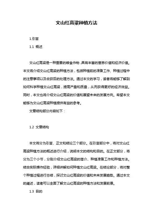 文山红高粱种植方法