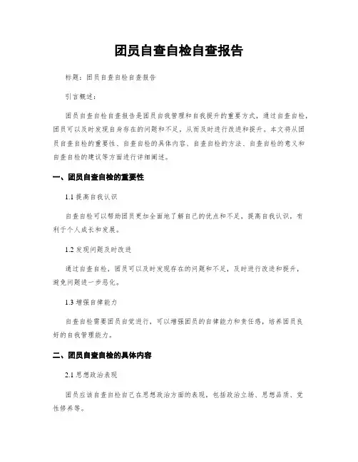 团员自查自检自查报告