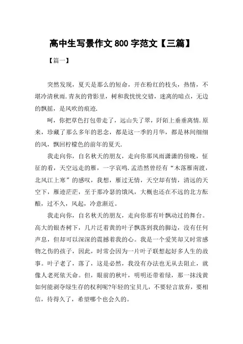 高中生写景作文800字范文【三篇】