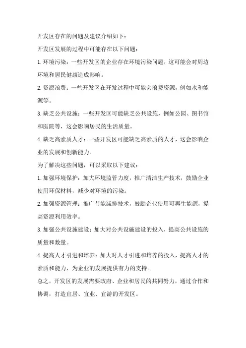 开发区存在的问题及建议