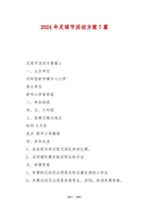 2024年足球节活动方案7篇
