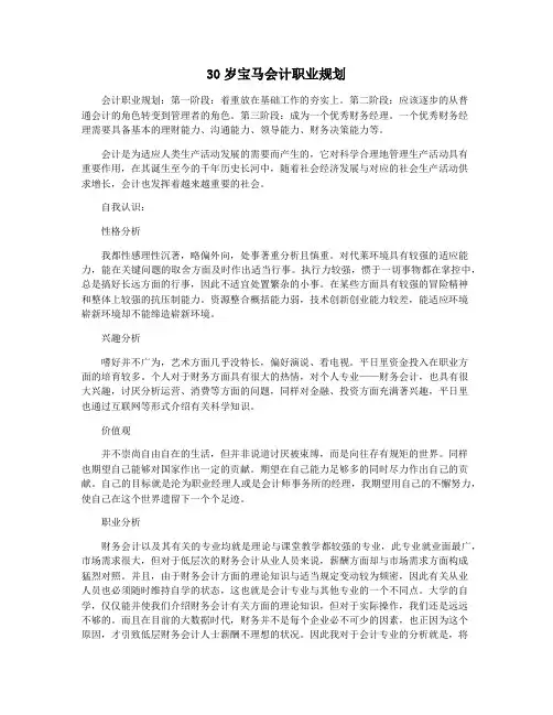 30岁宝马会计职业规划