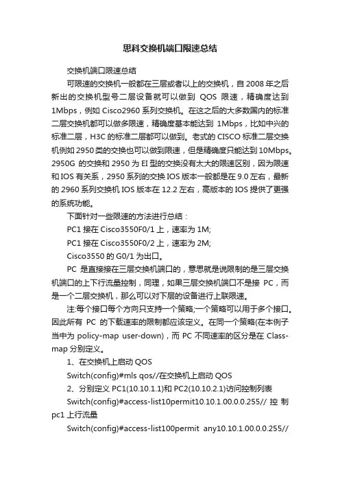 思科交换机端口限速总结