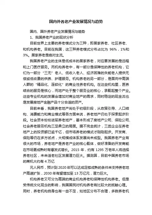 国内外养老产业发展情况与趋势