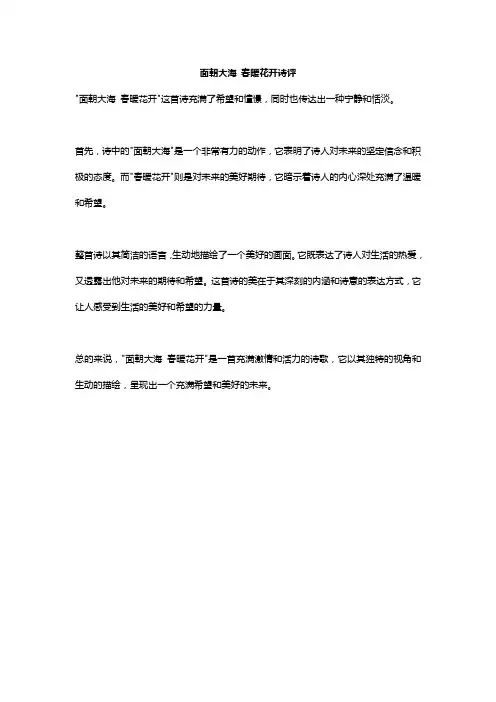 面朝大海 春暖花开诗评