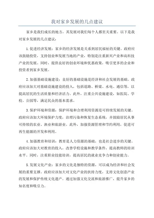 我对家乡发展的几点建议