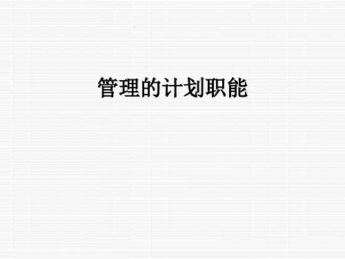 管理的计划职能
