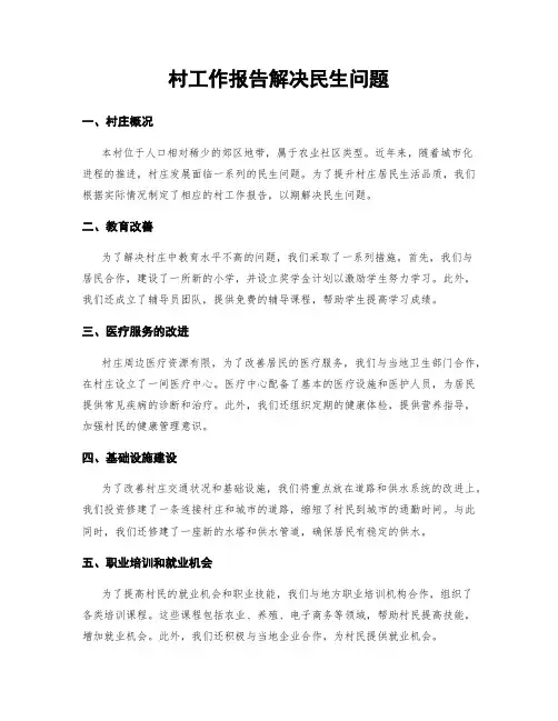 村工作报告解决民生问题