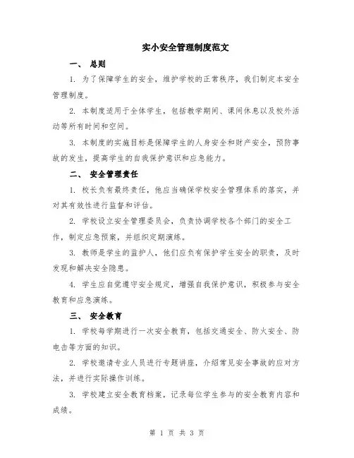 实小安全管理制度范文