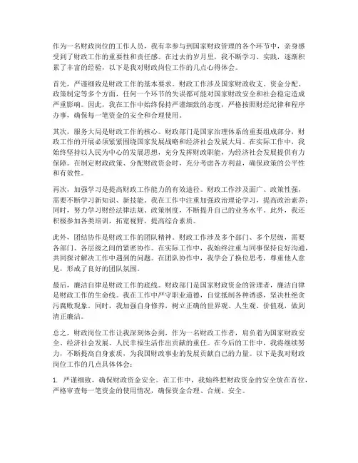 财政岗位工作心得体会