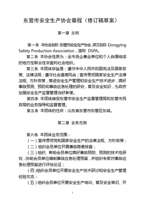 东营市安全生产协会章程