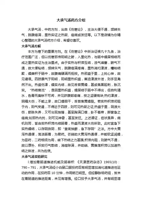 大承气汤药方介绍