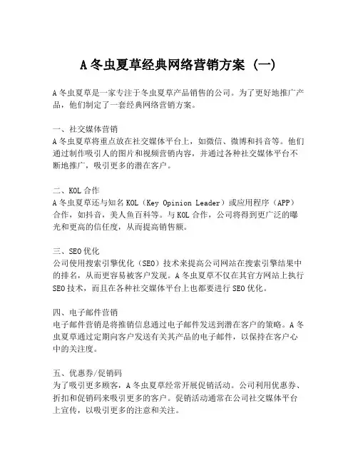 A冬虫夏草经典网络营销方案 (一)