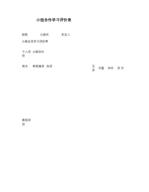 小组合作学习评价表_百度文库