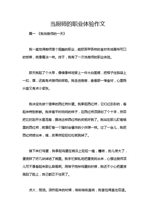 当厨师的职业体验作文