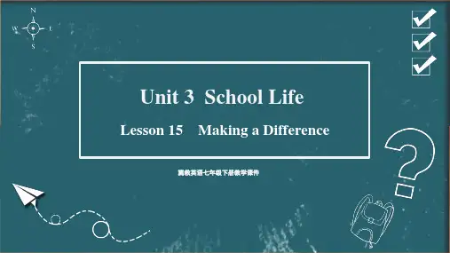 冀教版七年级下册英语精品教学课件 unit 3 School Life Lesson 15