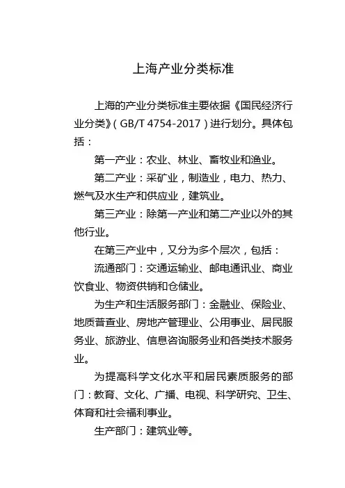 上海产业分类标准