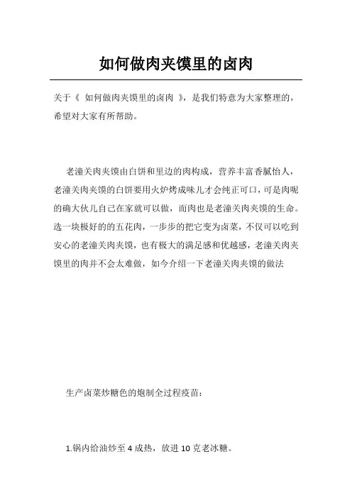 如何做肉夹馍里的卤肉