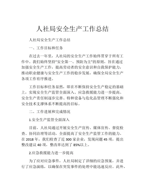 人社局安全生产工作总结