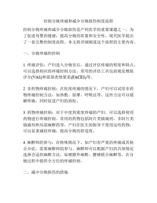 控制分娩疼痛和减少分娩损伤制度流程
