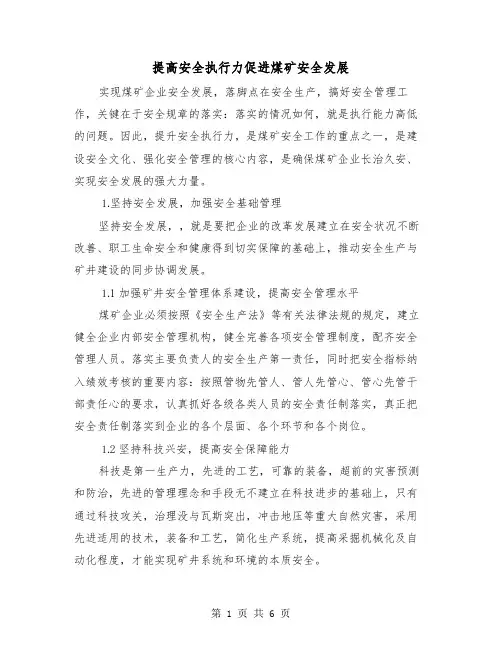 提高安全执行力促进煤矿安全发展（2篇）