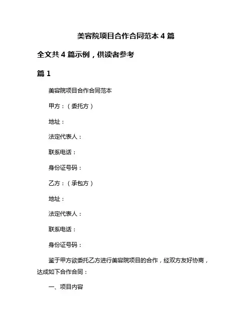 美容院项目合作合同范本4篇