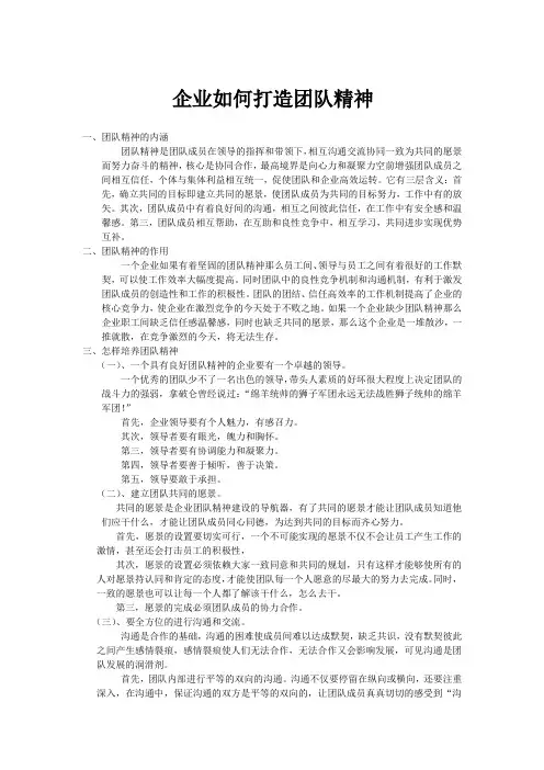 企业如何打造团队精神