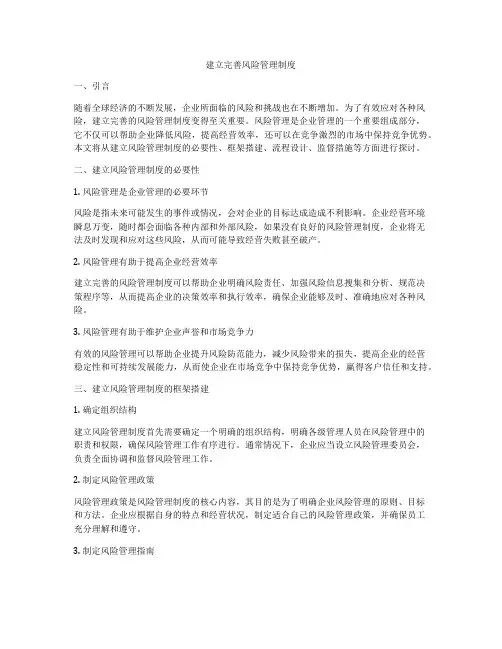 建立完善风险管理制度