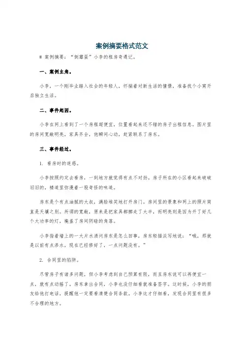 案例摘要格式范文
