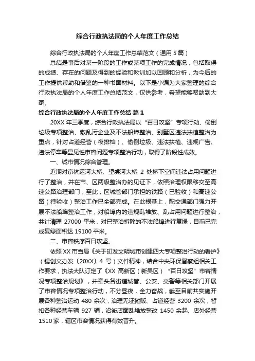 综合行政执法局的个人年度工作总结范文（通用5篇）