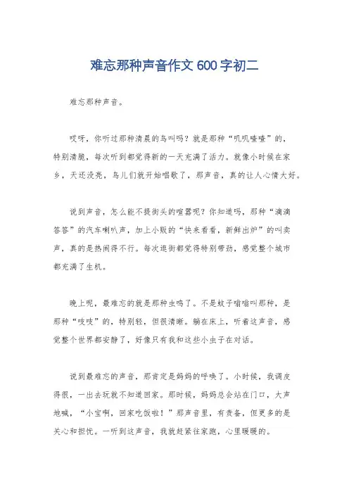 难忘那种声音作文600字初二