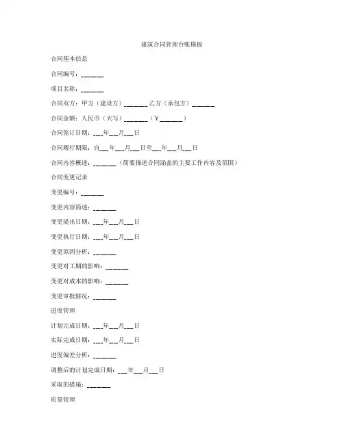 建筑合同管理台账模板