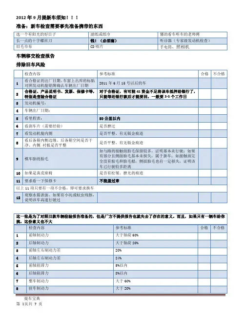 提新车宝典2012年9月电子表格