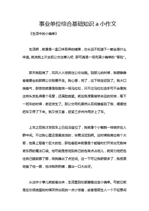事业单位综合基础知识a小作文