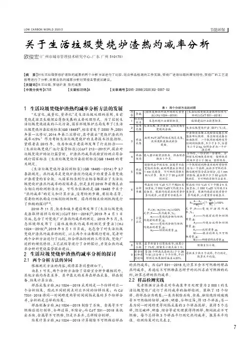 关于生活垃圾焚烧炉渣热灼减率分析