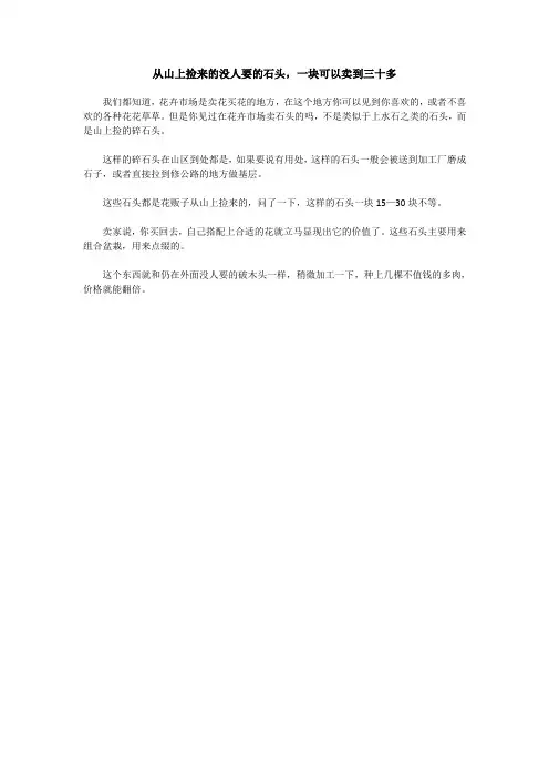从山上捡来的没人要的石头,一块可以卖到三十多