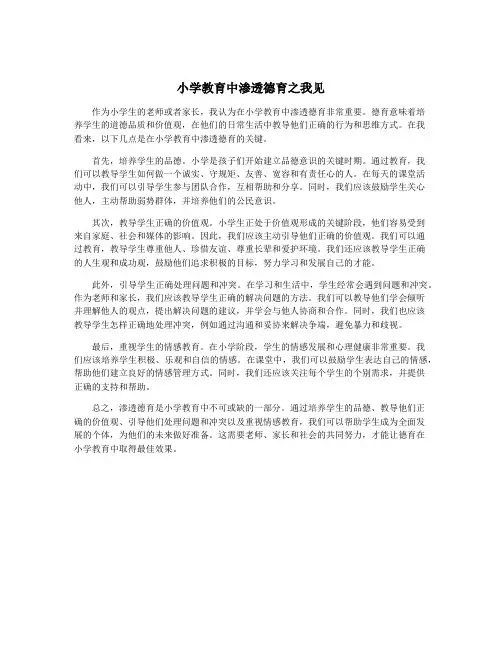 小学教育中渗透德育之我见