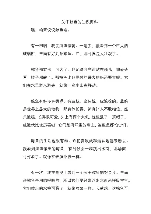 关于鲸鱼的知识资料