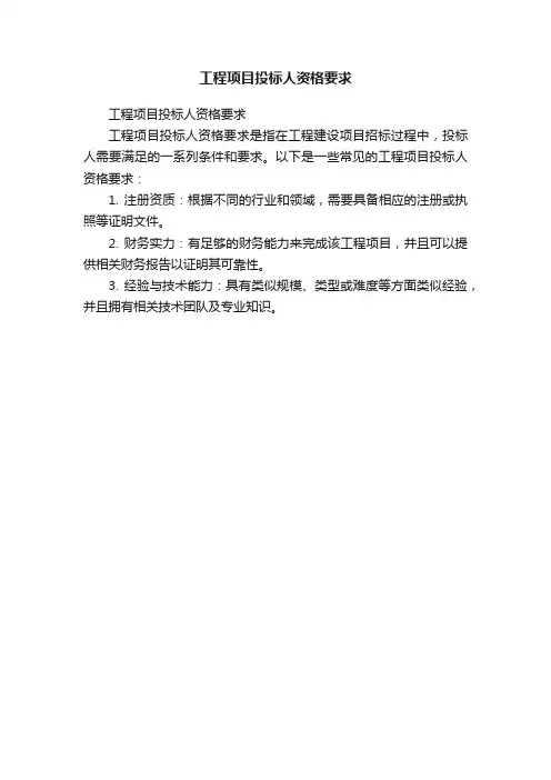 工程项目投标人资格要求