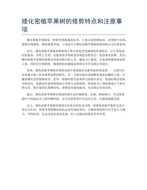 矮化密植苹果树的修剪特点和注意事项