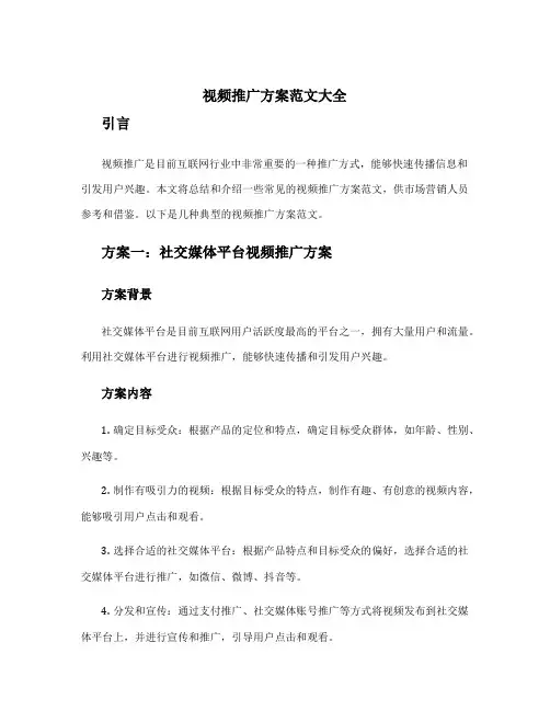 视频推广方案范文大全